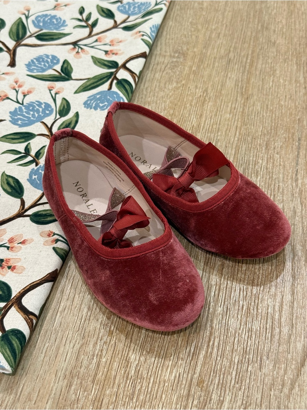 Girls' Noralee Velvet Mary Jane Ballet Flats in Ruby Size 11